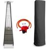BU-KO Riscaldatore a gas per esterni, giardino, campeggio, barbecue, feste in rattan, stile piramide, 13 kW, ruote portatili, regolatore e tubo flessibile | Riscaldamento a gas a GPL e copertura