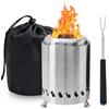 WIYETY Braciere senza fumo, in acciaio inossidabile: 20 cm, braciere per esterni, con forchetta telescopica in acciaio inox, piccolo braciere con custodia, ideale per barbecue, pellet, legno