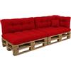 POKAR Set di Cuscini per Europallet Imbottito da 6 pezzi: 2x Sedile 120x80cm +2x Schienale 120x40cm +1x Laterale 60x40cm +1x decorativo 40x40cm, per Divano da Giardino, senza Pallet, Rosso
