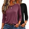 Zeagoo Maglietta Donna Manica Lunga Basic Girocollo Maglia Autunno Inverno | Maglietta intima morbide, per tutti i Giorni, Ufficio, Tempo libero, Confezione da 1 o 2 pezzi