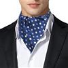 Remo Sartori - Foulard Uomo Ascot Doppia Pala in Seta a Pois Blu e Bianchi, Made in Italy, Uomo