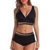 Generico Costume da Bagno Donna Due Pezzi Sexy Bikini Monocolore Monokini Vita Alta con Top Senza Spalline Completo Aderente per Spiaggia Costume Donna Due Pezzi Monokini