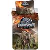 Jerry Fabrics Jurassic World - Biancheria da letto per bambini, motivo: dinosauri, 140 x | T-Rex Dino reversibile, chiusura lampo, morbido, facile da pulire, in microfibra, Oeko-Tex 100, licenza ufficiale