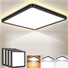 Fynokst Plafoniera LED Soffitto 23 CM 18 W 1800 LM IP54 Nero Confezione 4 | 3000K/4000K/6500K Lampada da Soffitto bagno Quadrata per Camera da Letto Cucina Soggiorno Bagno Sala da Pranzo Corridoio