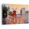 ARTTOR Moderno Quadro su Tela 70x50 cm Stampe da Parete Architettura Città - 5216 | Parigi Fan Moulin Quadro Decorativo Piccolo 1 pezzo Soggiorno Camera da Letto Arte da Parete Decorazione da Parete ARTTOR
