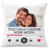 bubbleshirt Cuscino Personalizzato Stile Riproduttore Musicale con Foto, Titolo Canzone e Artista - Modello Quadrato 40x40 cm - Idea Regalo Originale