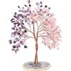 mookaitedecor Albero dei soldi in cristallo di ametista e quarzo rosa, albero della vita, cristallo curativo con base in fetta di agata, bonsai di cristallo, regalo di buona fortuna, regalo per donne,