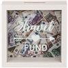 Out of the blue Salvadanaio bianco in legno, Travel Fund, ca. 15 x 15 cm