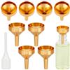 CREATCABIN 10 Imbuto Metallico Piccolo Alluminio Set Mini Imbuti 2 Pipette Contagocce Plastica Strumento Dispenser Dorato per Riempire Piccole Bottiglie Cosmetici Oli Essenziali Capsule 2.5x3.3cm