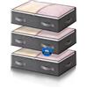 Boic 3 cassetti sottoletto, 40 l, pieghevoli, con coperchio, per vestiti, piumini, coperte e biancheria da letto (grigio)