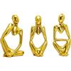 GOPERFUMME 3pcs Pensatore Statuetta, Scultura Decorativa Moderna Resina, Ornamenti Statua Astratta, Resinoso Pensiero Design Casa, Statuette Figurine Decorazione, Moderni Soprammobili Scultura (Oro)