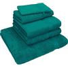 Betz 5 pezzi set di asciugamani NICE Pack 100% cotone 1 asciugamano per la doccia 2 asciugamani per le mani 1 asciugamano per gli ospiti 1 guanto da bagno (verde smeraldo)
