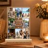 Minchek Lampada Personalizzata con 8 Foto e Dedica Incisa sulla Base, Lampada in Plexiglass con Base in Legno, Regalo Fotografico per Genitori e Famiglia, Natale Compleanno