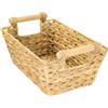HMF Cesto portaoggetti intrecciato in giacinto d'acqua, Cesto decorativo con manici in legno per riporre oggetti in bagno, soggiorno, cucina | 30 x 20 x 12 cm | naturale