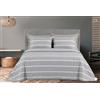 fashion home Pagano Copriletto Matrimoniale Kerala in Cotone Leggero, Telo Copridivano Copritutto Multiuso a Righe, Gran Foulard Primavera Estate 260x260 cm [Grigio perla]