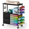 KANEODOT Carrello rotante per bricolage compatibile con Cricut, 36 vinile | Carrello portaoggetti con cassetti in tessuto e porta rotolo in vinile, mobile con ruote, per sala fai da te