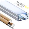 HOOLED Profilo in alluminio a U per LED da incasso, dotato di diffusore lattiginoso. Kit di montaggio completo per strisce LED da 15 mm, con tappi di protezione e staffe metalliche incluse.