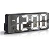Lafocuse Sveglia Digitale da Comodino con Schermo LED Specchio 6.7, Orologio a Specchio con Data/Temp, 2 Allarme, Snooze, Luminosità Regolabile, USB/Batteria per Camera e Ufficio