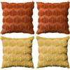Artoid Mode Set 4 Federe Cuscini Autunnali Giallo Caramello Zucche 40x40cm | Stagionali Fall Morbide Pelliccia Sintetica Peluche Velluto Cuscini Divano Decorazione