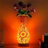 Maimeili Retro lampada da vaso in mosaico turco lampada da tavolo marocchina turco vaso in vetro fatto a mano colorato con base in legno per fiori carica USB decorazione luce per camera Ambiente