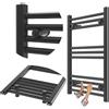 GRANITAN Scaldasalviette BRENO 50x70 cm, Nero | Scaldasalviette e Portasalviette Efficiente, Scaldasalviette Utilizzabile, Radiatore per Bagno, 273W