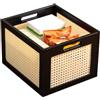 MumaHome Cesto Portatutto in Bambù Impilabile Scatola Organizer (Nero, Medio) | Cestino portaoggetti autoportante|Contenitore salvaspazio per armadio cucina bagno soggiorno|3 misure