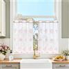 TOPICK Tenda Corta Velo Antivento 65L x 60A cm 2 Pezzi Bianco Ricamo Rosa | tende da cucina bistrò con tunnel Stile Campestre per Finestra Armadio Lavabo Camera semitrasparenti