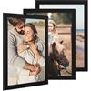 PHOTOLINI Cornici A3 30x42 cm nero legno MDF, set di 3 cornici larghe, moderne, plexiglass infrangibile, da parete, accessori extra - per una parete dal look raffinato