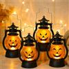 Yanghad Mini lanterna LED a forma di zucca per Halloween | Lanterna vintage per bambini, luce bianca calda, con candela a LED, manico portatile, per interni ed esterni, giardino