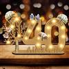 Idota Decorazione per 40° compleanno, per uomini e donne, albero della vita | Targa in legno con LED, libro degli ospiti, regalo di compleanno personalizzato