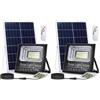 Themishop Set 2x Faro Solare LED 500W con Pannello Solare, Luce Esterno 6500K Ultra Potente, Sensore Crepuscolare Automatico, Telecomando, IP66 Impermeabile, Faretti da Esterno per Giardino, Cortile, Strada
