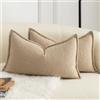 Mandioo 2 Pezzi Copricuscini Colore d'accento Minimalista decorativi Tessitura Fodere per Cuscino Moderne per Casa Soggiorno Camera da Letto per Divano 30 x 50 Cammello