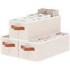 OUTBROS 3 Pezzi Scatole Portaoggetti, Cubi Pieghevole, 38x15.5x13cm,Beige | Scatole armadio in tessuto resistente per vestiti, Cassettiera per armadio con coperchio antipolvere per vestiti