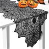 RICUHJIAJU Runner da Tavola Ragnatela, Runner Tavola Halloween Nero Pizzo Stretto | 180 x 45 cm Runner da Tavola Halloween, Decorazione da Tavola in Pizzo con Ragnatela pour Halloween Carnevale Gotico Horror