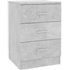 vidaXL Comodino Grigio Cemento 38x35x56 cm in Legno Multistrato