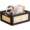 MumaHome Cesto Portatutto in Bambù Impilabile Scatola Organizer (Nero, Piccolo) | Cestino portaoggetti autoportante|Contenitore salvaspazio per armadio cucina bagno soggiorno|3 misure