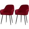 ZRCYXDW Velluto Coprisedie con Schienale Curvo-Vino Rosso-2 Pezzi | Fodera Poltroncina Sala Pranzo con Braccioli Elasticizzata, Copertura Lavabile per Sedia da Scrivania per Cucina, Banchetti