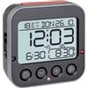 TFA Dostmann Sveglia digitale radiocontrollata Bingo 2.0, 60.2550.01, con tasti silenziosi, due allarmi con suoni differenti, fuso orario, da viaggio, nero