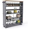 Relaxdays Carrello per nicchia 80 x 13 x 50 cm scaffale, nero-grigio | Stretto per bagno e cucina, 4 ripiani, maniglia e ruote