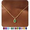 TINGN Collana da donna con pietra portafortuna, placcata in oro 14 carati, per donne, delicata collana con zirconi blu verde, ciondolo di compleanno per donne