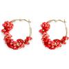 MAJALE _ Orecchini a cerchio da donna con strass color corallo e rosso, in acciaio inox ipoallergenico, resistenti all'acqua, orecchini estivi eleganti e affascinanti