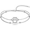 JERWLI Bracciale in argento sterling 925, con stampa di zampe, per animali domestici, per donne, ragazze, Argento