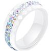 Calefee Anello Ceramica Donna, Anelli di Fidanzamento Uomo Varie Misure Fascia Multisfaccettata da 8mm Larga con Zirconi