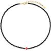 COAI Collana da Donna con Perline di Tormalina Nera e Pietre Naturali, Collana Fina Stile Minimalista da Donna Leggera per l'Estate