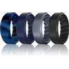 Dookeh Anello in silicone, fascia da uomo, nero, blu, traspirante, design ondulato