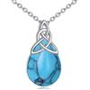 YFN Collana turchese in argento sterling 925 con nodo celtico, collana con ciondolo a forma di nodo turchese per donne e ragazze, regalo verde per mamma moglie