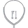 Bling Jewelry Collana da tennis con collare a goccia multipla con solitario AAA CZ in stile vintage moda sposa, orecchini a lampadario pendenti a clip su set di gioielli per donne matrimonio ballo di fine anno