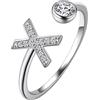 Suplight Anello Donna con Iniziale Lettera A-Z, Anello Donna Argento 925 Regolabile con Zirconia Cubica Anello Lettera Anello Argento Donna con Lettera con Confezione Regalo