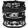 Eigso 5-6 Pz Bracciale Intrecciata Largo Punk Gothic Rock Vintage Teschio Croce Pelle PU Uomo Donna