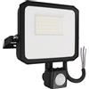 Faro LED 30W IP65 Nero con Sensore di Movimento e OSRAM chip LED Colore Bianco Naturale 4.000K